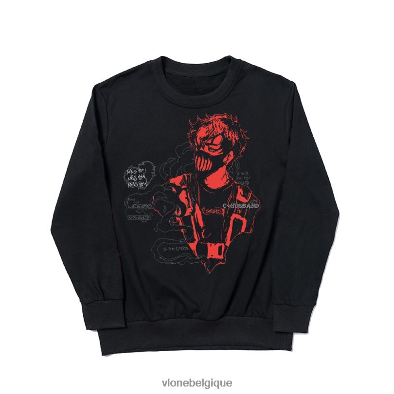 être Vlone Hommes mari cadavre tu me manques ! sweat col rond noir 6V4D380 haut