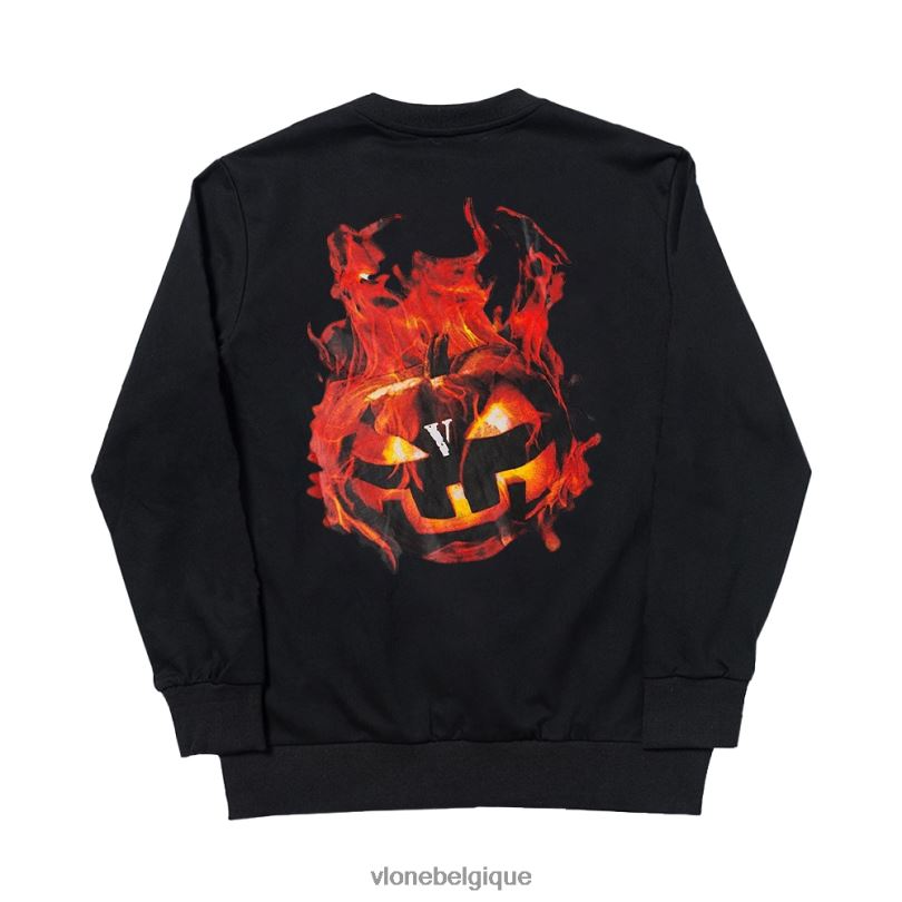 être Vlone Hommes sweat-shirt citrouille enflammée d'Halloween blanc 6V4D385 haut