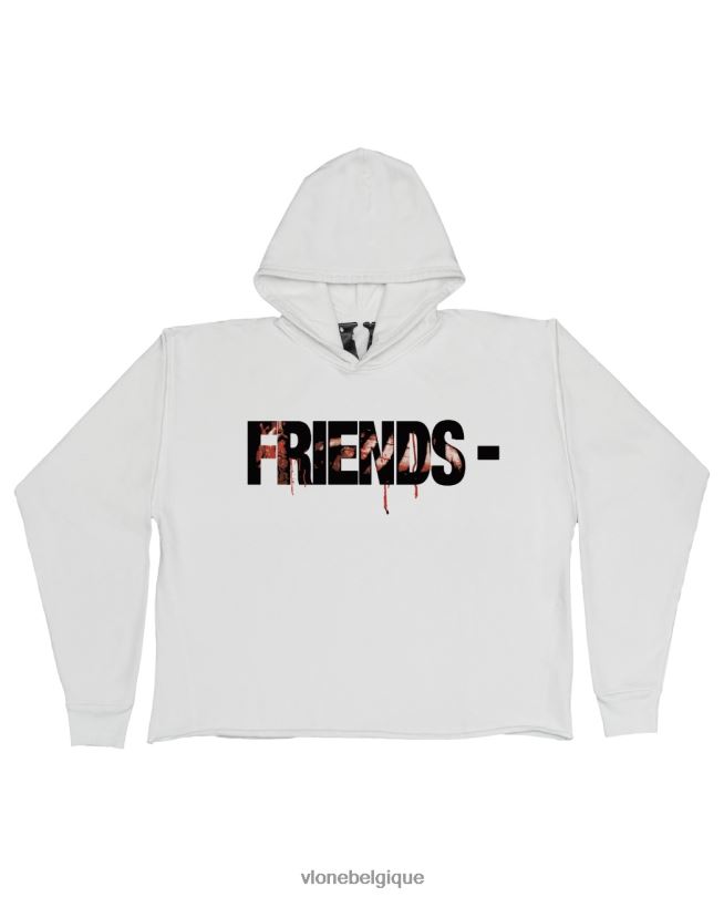 être Vlone Hommes garder les ennemis proches sweat à capuche blanc 6V4D22 haut