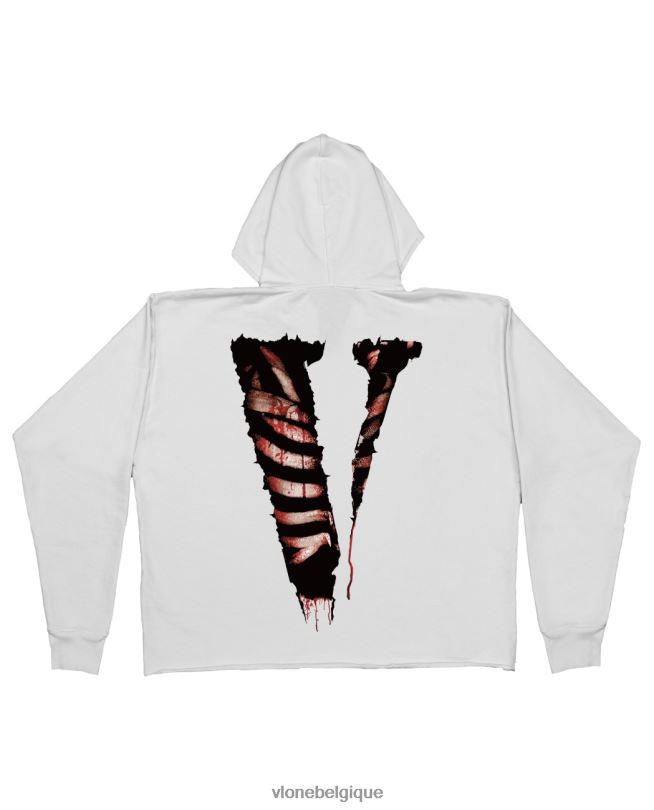 être Vlone Hommes garder les ennemis proches sweat à capuche blanc 6V4D22 haut
