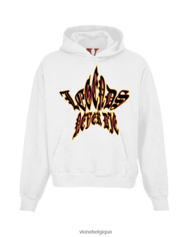 être Vlone Hommes jus wrld légende sweat à capuche blanc 6V4D10 haut