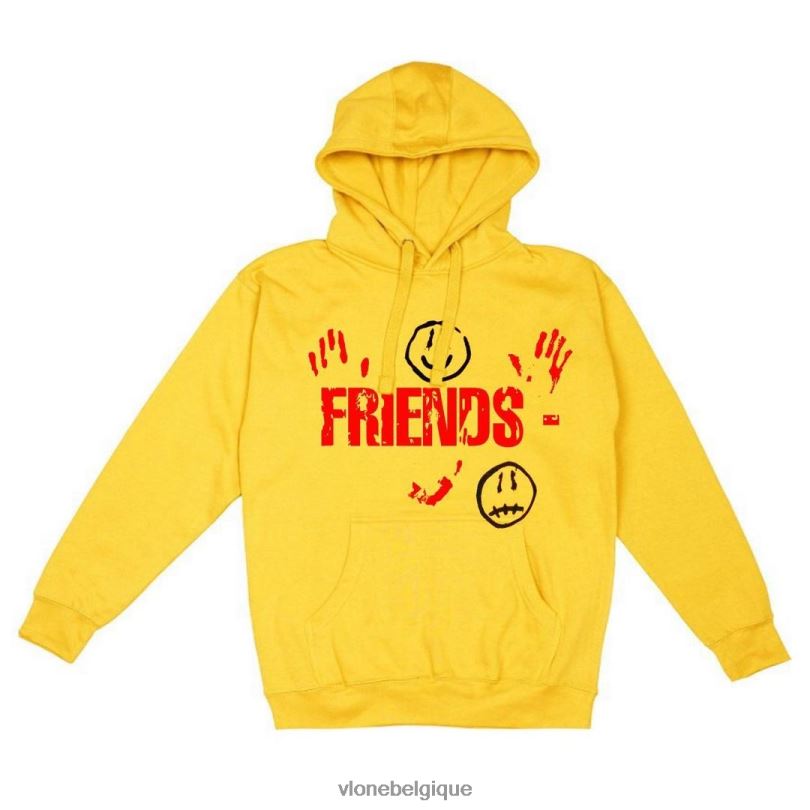 être Vlone Hommes kika goutte à goutte sang v agrafe amis sweat à capuche jaune 6V4D30 haut