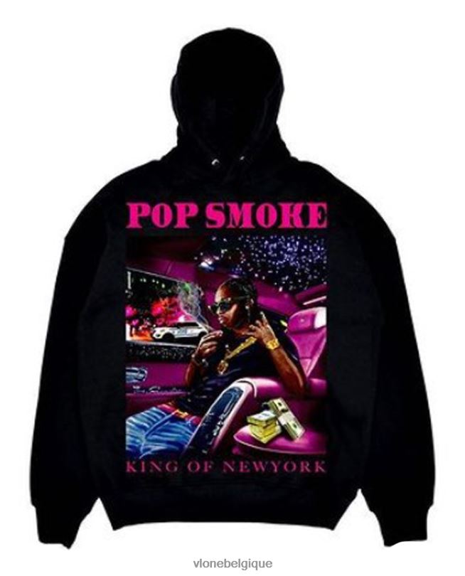 être Vlone Hommes pop smoke king of ny sweat à capuche noir 6V4D39 haut
