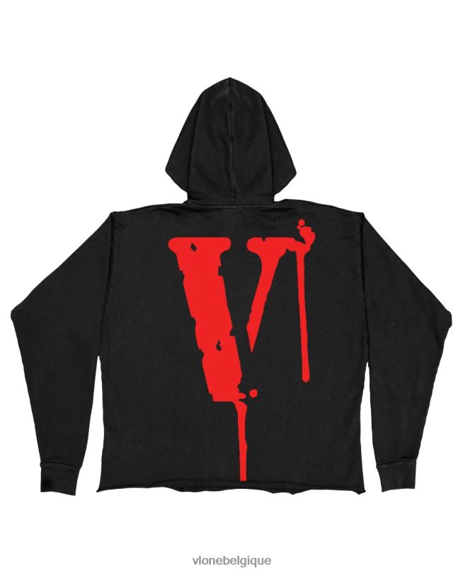 être Vlone Hommes rire maintenant pleurer plus tard sweat à capuche noir 6V4D37 haut