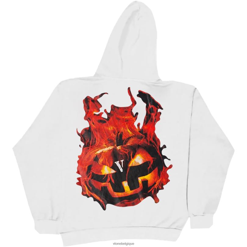 être Vlone Hommes sweat à capuche citrouille flamboyante halloween blanc 6V4D41 haut