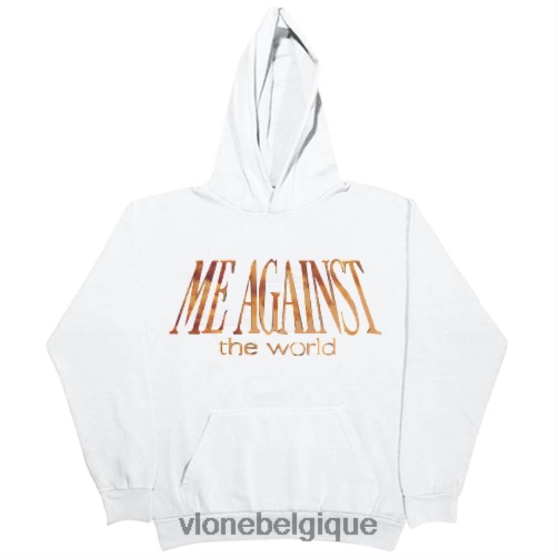 être Vlone Hommes tupac moi contre le monde sweat à capuche blanc 6V4D52 haut