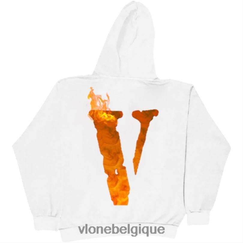 être Vlone Hommes tupac moi contre le monde sweat à capuche blanc 6V4D52 haut