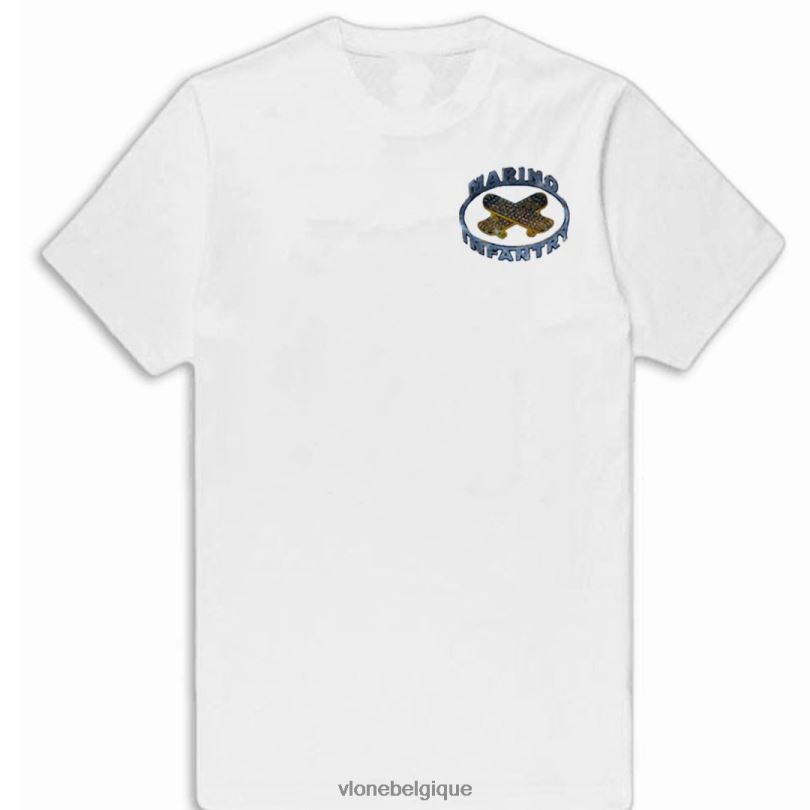 être Vlone Hommes T-shirt blanc diamant d'infanterie marino 6V4D196 haut