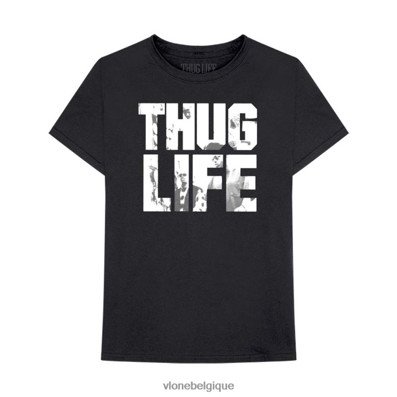 être Vlone Hommes Tupac Thug Life pochette d'album t-shirt noir 6V4D195 haut