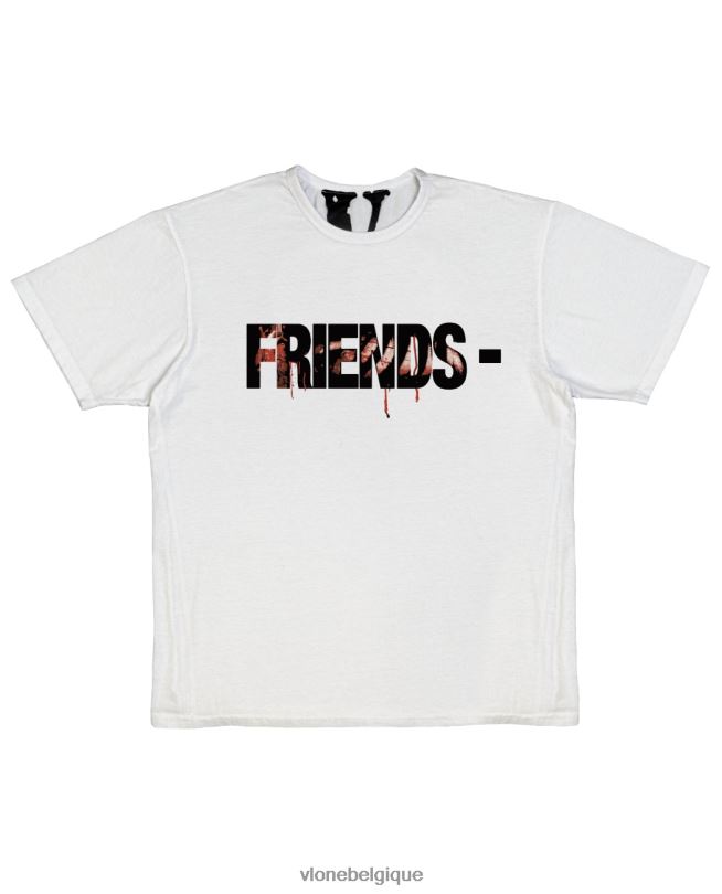 être Vlone Hommes garder les ennemis proches t-shirt blanc 6V4D165 haut