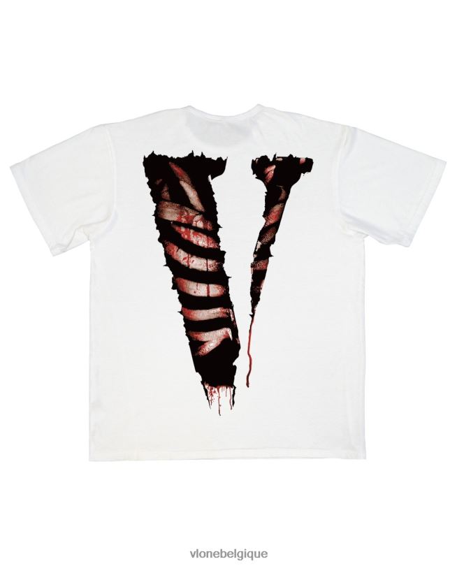 être Vlone Hommes garder les ennemis proches t-shirt blanc 6V4D165 haut