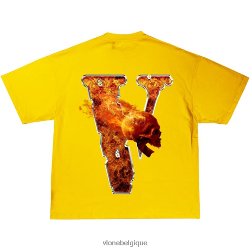 être Vlone Hommes juice wrld inferno tee jaune pour adultes 6V4D150 haut