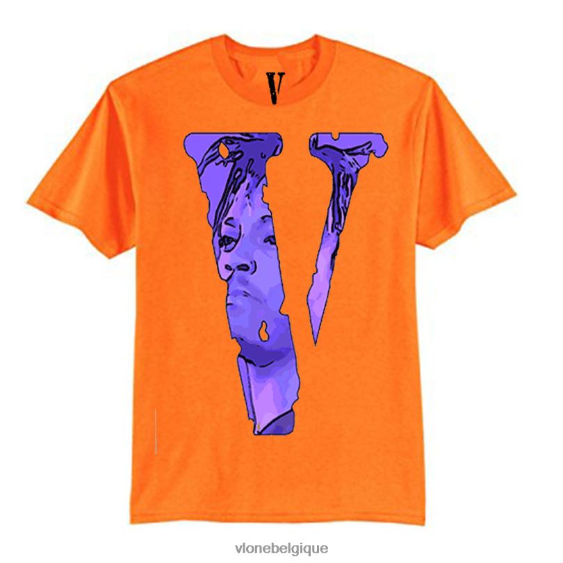 être Vlone Hommes jus de légendes du monde ne meurent jamais t-shirt devant 6V4D145 haut