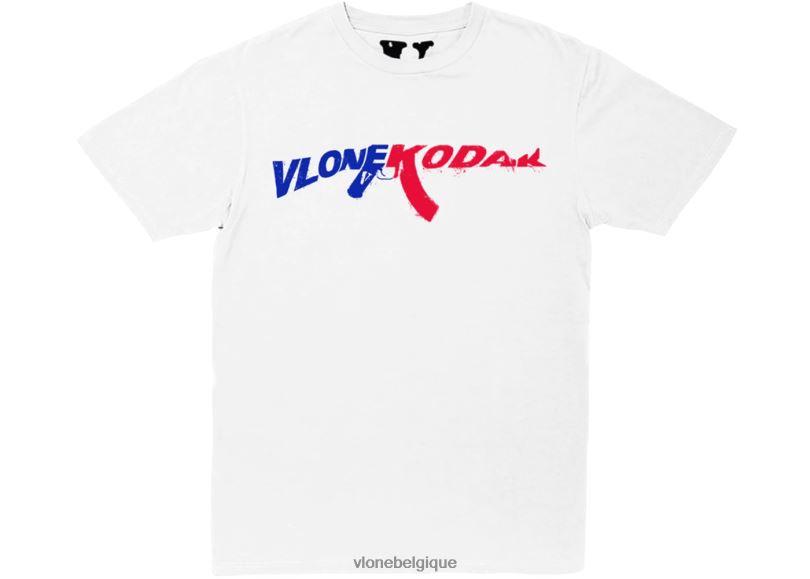 être Vlone Hommes kodak t-shirt noir 47 blanc 6V4D200 haut