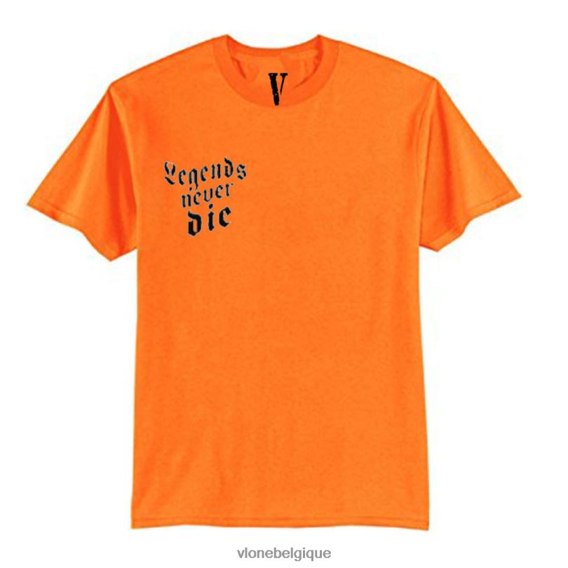 être Vlone Hommes les légendes du monde des jus ne meurent jamais t-shirt 6V4D146 haut