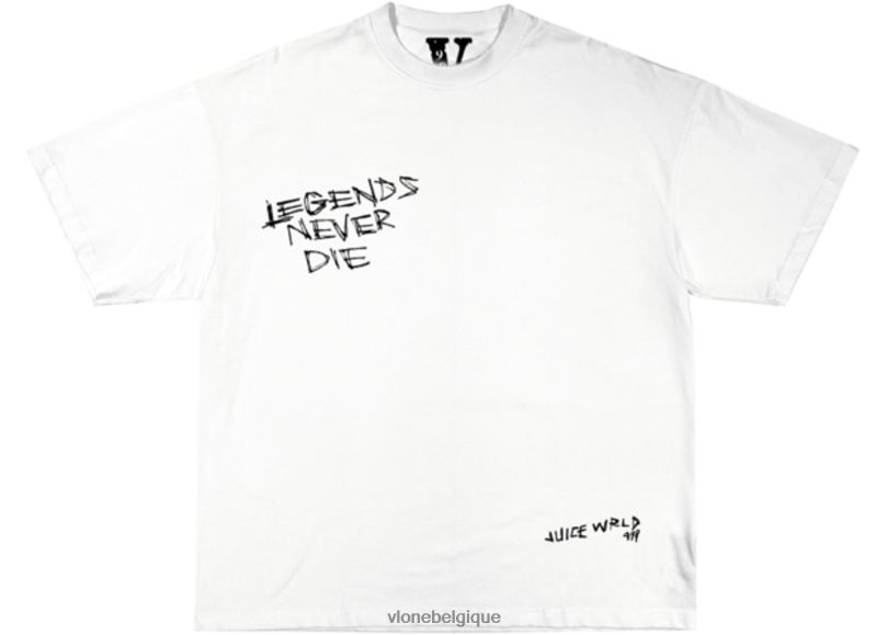 être Vlone Hommes les légendes du monde des jus ne meurent jamais t-shirt 6V4D156 haut