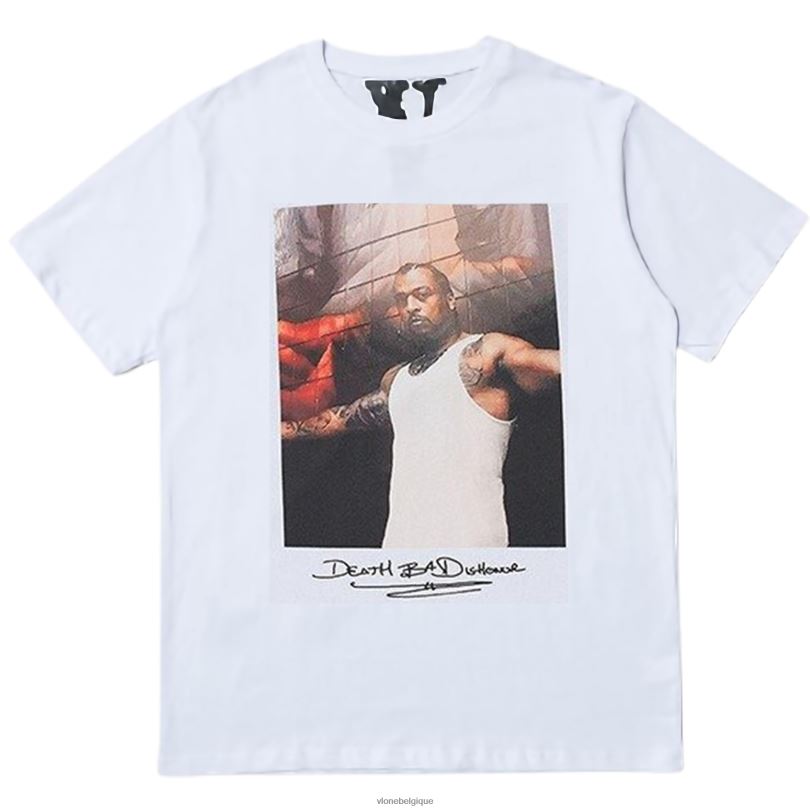 être Vlone Hommes mort b4 déshonneur t shirt blanc 6V4D204 haut