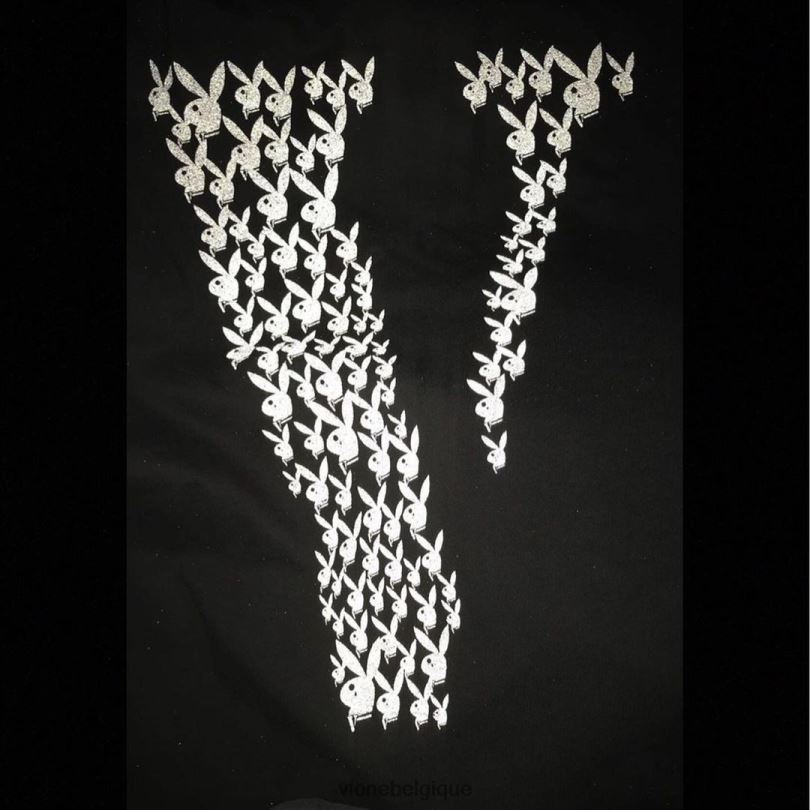 être Vlone Hommes playboy carti lapin t-shirt noir 6V4D201 haut