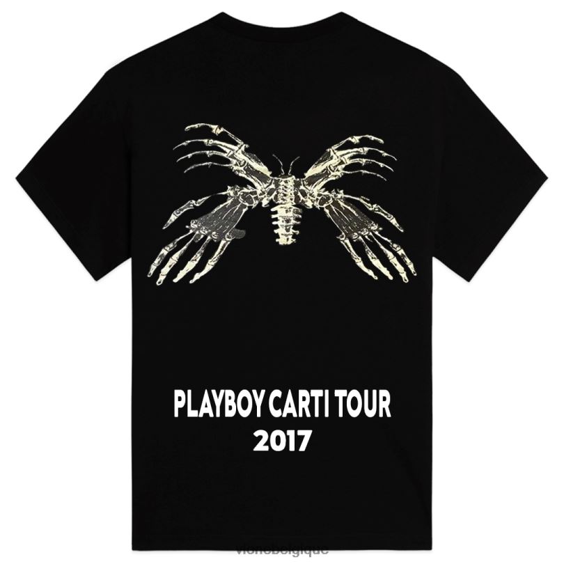 être Vlone Hommes playboy carti tour 2017 t-shirt noir 6V4D162 haut