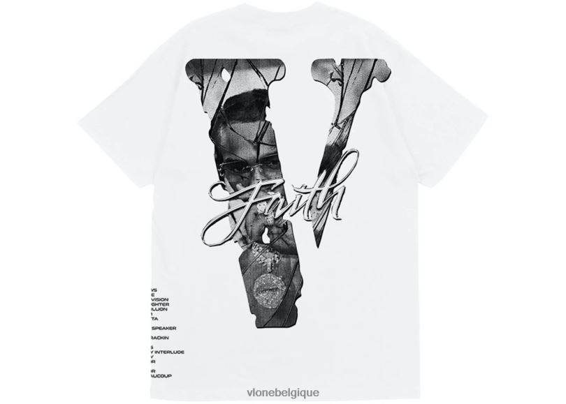 être Vlone Hommes pop fumée foi roi de new york t-shirt blanc 6V4D191 haut