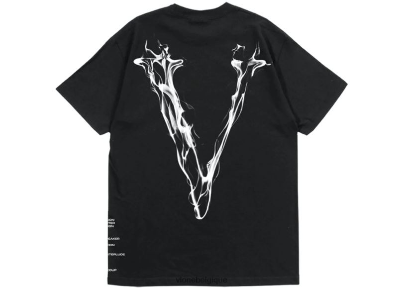être Vlone Hommes pop fumée foi t-shirt noir 6V4D202 haut