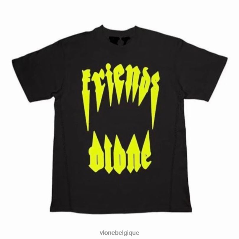 être Vlone Hommes pop up jaune houston texas t-shirt noir 6V4D172 haut