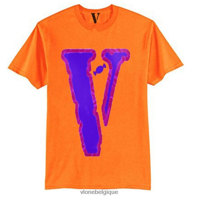 être Vlone Hommes t-shirt en marbre barbe à papa 6V4D273 haut