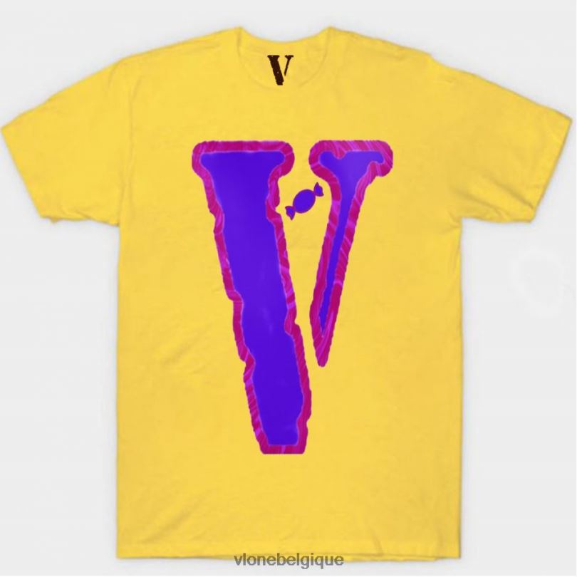 être Vlone Hommes t-shirt en marbre barbe à papa 6V4D273 haut