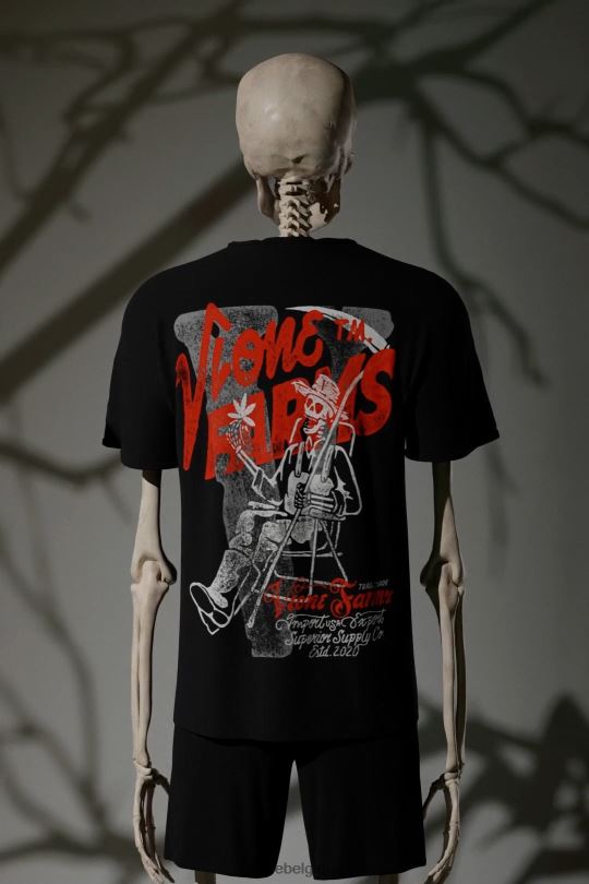 être Vlone Hommes t-shirt farmer trop détendu noir 6V4D103 haut