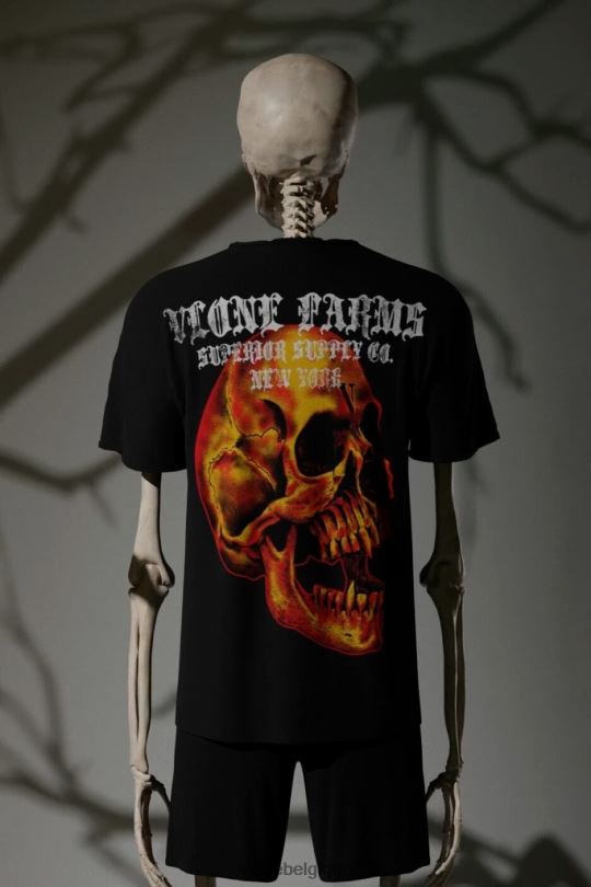 être Vlone Hommes t-shirt feu de démon noir 6V4D114 haut