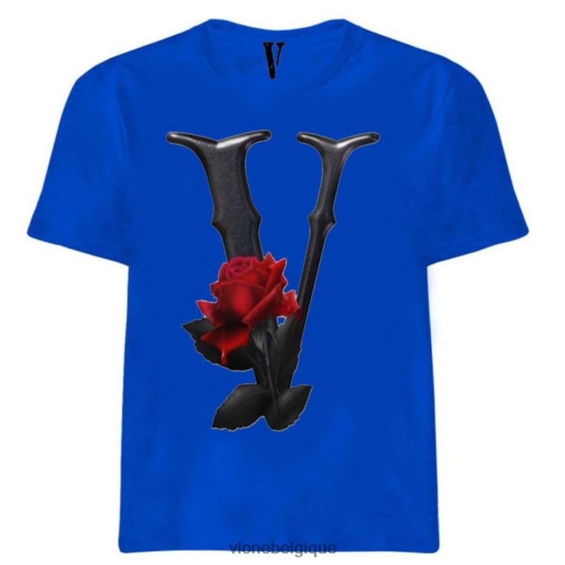 être Vlone Hommes t-shirt à fleurs noir et rouge 6V4D301 haut
