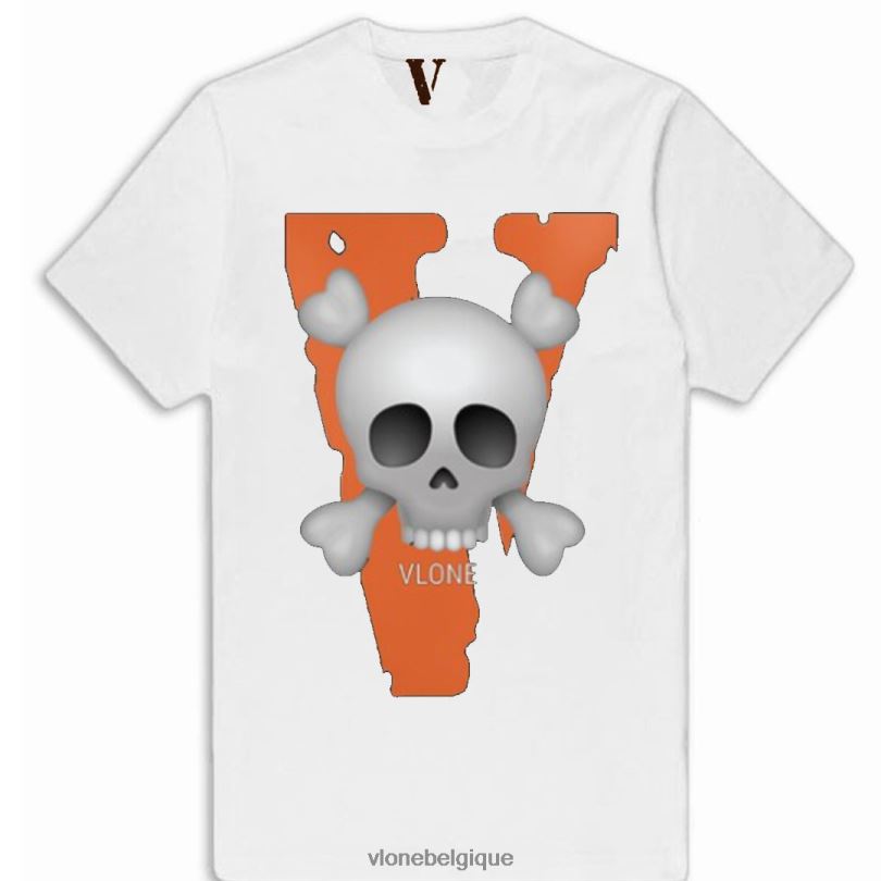 être Vlone Hommes t-shirt grand v avec crâne 6V4D269 haut
