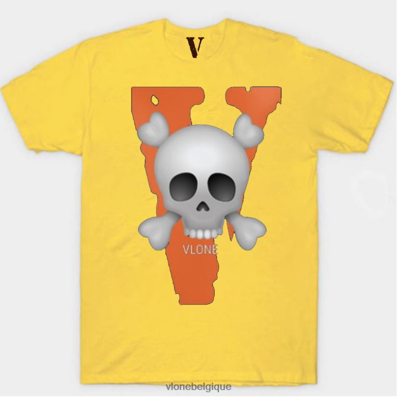 être Vlone Hommes t-shirt grand v avec crâne 6V4D269 haut