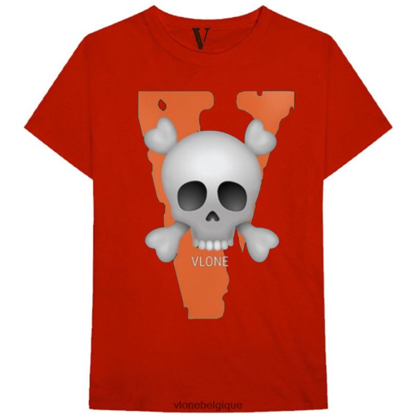 être Vlone Hommes t-shirt grand v avec crâne 6V4D269 haut