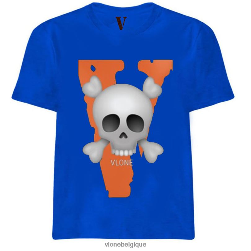 être Vlone Hommes t-shirt grand v avec crâne 6V4D269 haut