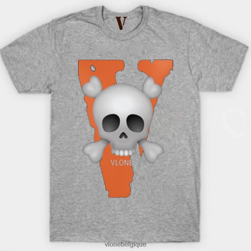 être Vlone Hommes t-shirt grand v avec crâne 6V4D269 haut