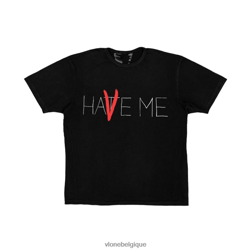 être Vlone Hommes t-shirt noir avec moi/déteste-moi 6V4D232 haut