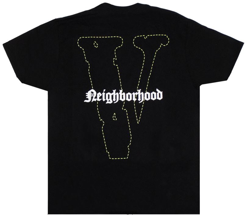 être Vlone Hommes t-shirt noir crâne de quartier 6V4D189 haut