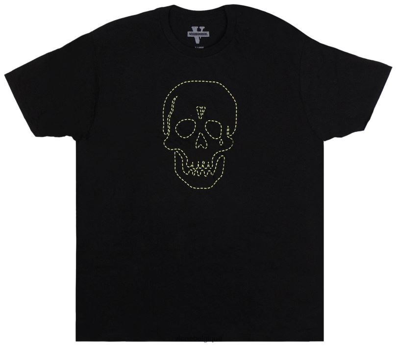 être Vlone Hommes t-shirt noir crâne de quartier 6V4D189 haut