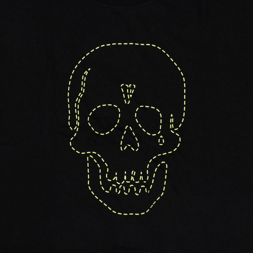 être Vlone Hommes t-shirt noir crâne de quartier 6V4D189 haut