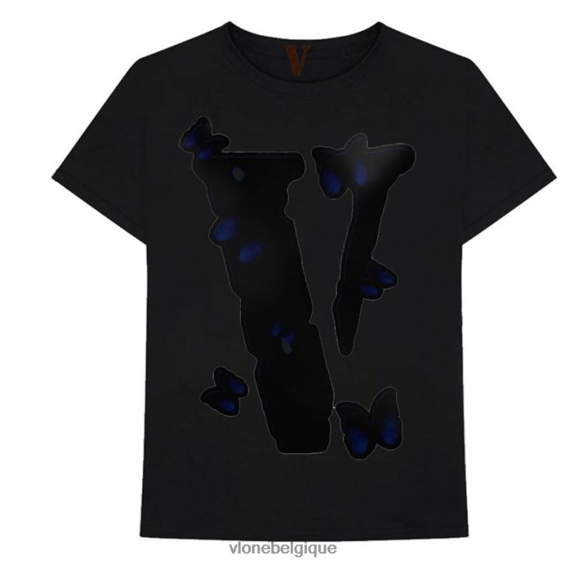 être Vlone Hommes t-shirt papillon en forme de noir 6V4D272 haut