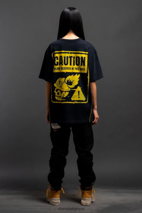 être Vlone Hommes t-shirt politique noir en strass 6V4D111 haut