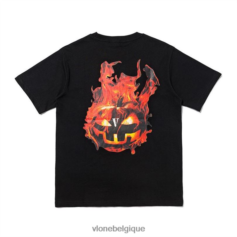 être Vlone Hommes tee-shirt citrouille flamboyante d'Halloween noir 6V4D174 haut