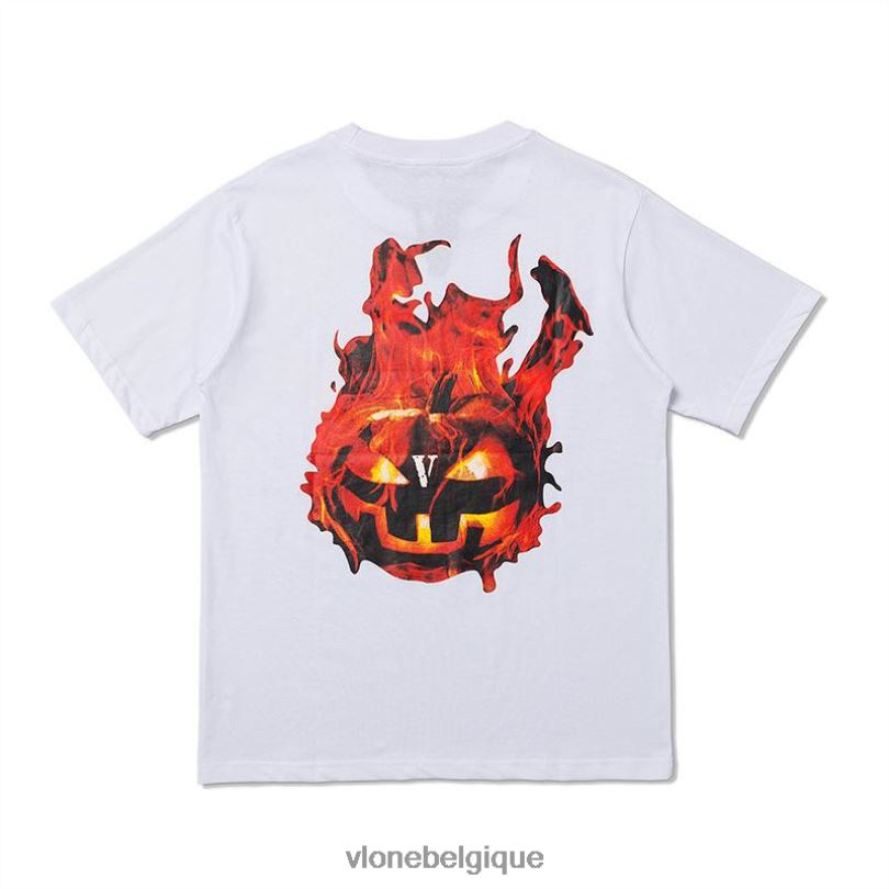 être Vlone Hommes tee-shirt citrouille flamboyante d'Halloween noir 6V4D174 haut