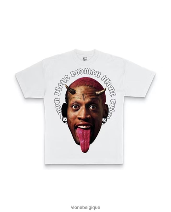 être Vlone Hommes tee shirt rodman diable blanc 6V4D134 haut