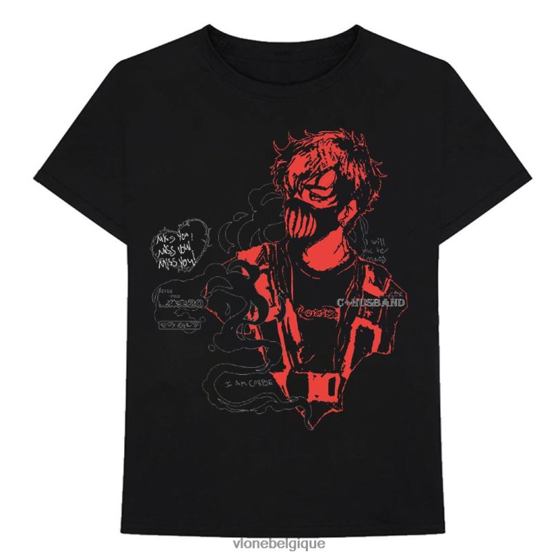 être Vlone unisexe mari cadavre tu me manques ! t-shirt noir 6V4D173 haut